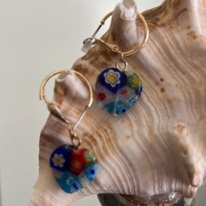Translucent Multi Color Floral Heart Earrings